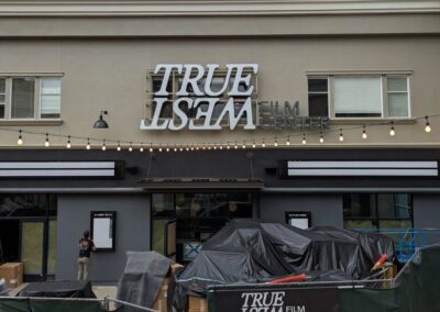 True West Film Center marquee construction for the front entrance.